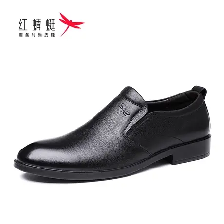 红蜻蜓男鞋秋冬新款牛皮休闲商务软底软皮圆头透气舒适百搭鞋防滑图片