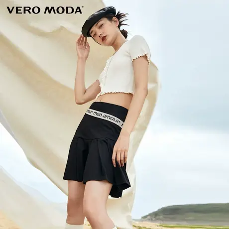 Vero Moda奥莱半身裙夏季清仓街头风水钻装饰百褶高腰A字少女短裙图片