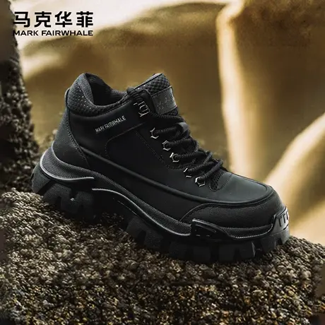 马克华菲厚底马丁靴男款2025秋季新款增高户外登山工装靴男短靴商品大图
