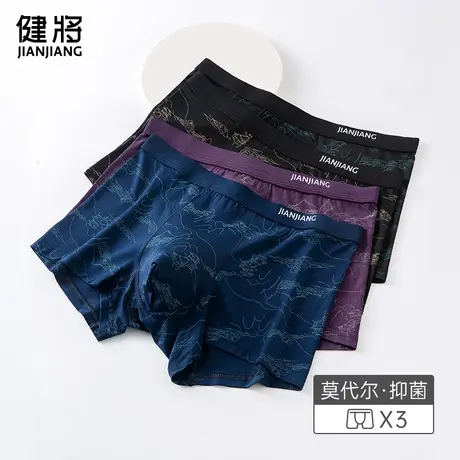 健将男士内裤莫代尔冰丝感青少年平角短裤宽松透气四角夏季新款图片