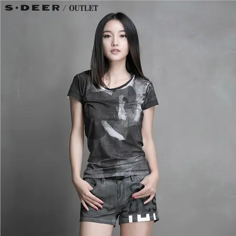 s.deer【上新】圣迪奥女装先锋水墨印花T恤S15280129图片