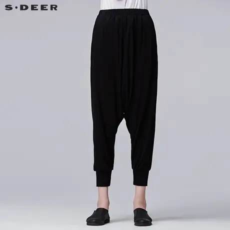 sdeer圣迪奥2019夏装轻柔弹力纯色嘻哈小脚吊裆裤休闲裤S17280824商品大图