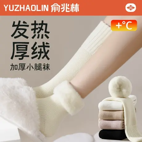 小腿袜子女款秋冬季加绒加厚保暖中筒袜仿羊绒羊毛长筒高筒月子袜图片