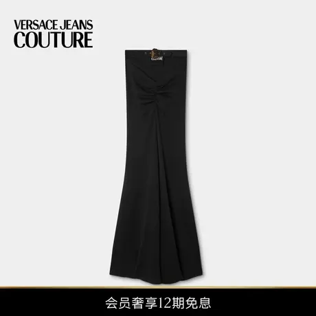 【新品】VERSACE JEANS COUTURE 女士棉质罗纹垂褶长款半身裙图片