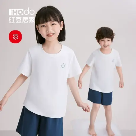 红豆儿童睡衣男童女童夏季凉感薄款短袖纯棉大童空调服家居服套装图片