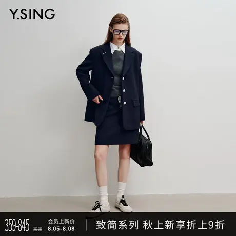 【Y.SING致简】衣香丽影miu系抽绳半身裙女2025秋装新款撞色裙子图片