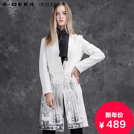 sdeer圣迪奥写意晕染素色西装长外套S15481814图片