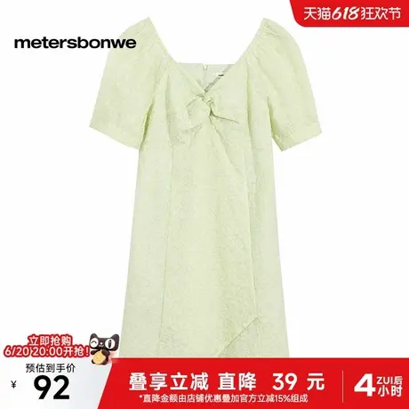 美特斯邦威连衣裙女2025夏季新款潮流褶皱装饰盐缩时尚花苞型长裙图片