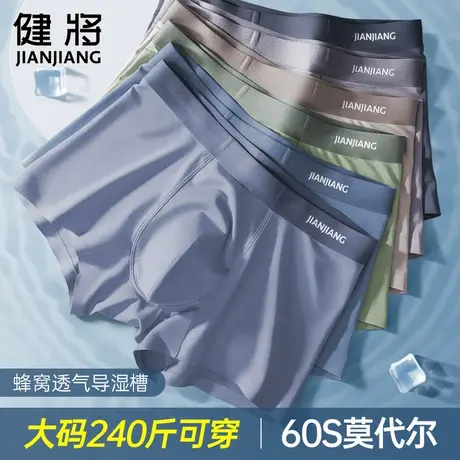 健将大码男士内裤莫代尔抑菌裆男平角裤加大加肥男式宽松四角短裤图片