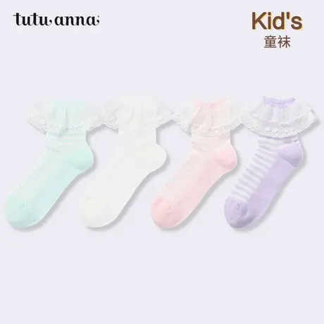 tutuanna儿童袜 春秋小动物印花花边儿童短袜日系卡哇伊舒适短袜图片