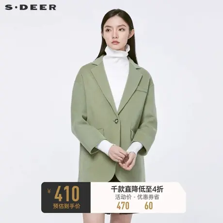 sdeer圣迪奥冬季通勤西装领权力外套一粒扣毛呢大衣女S21461705图片
