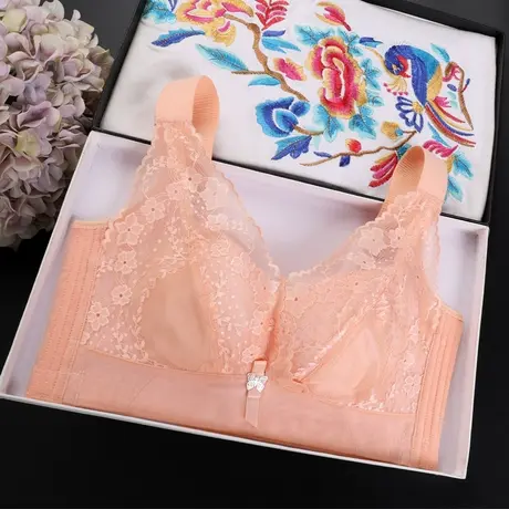 泰国乳胶内衣大胸显小文胸薄款无钢圈聚拢收副乳胸罩调整型女上托图片