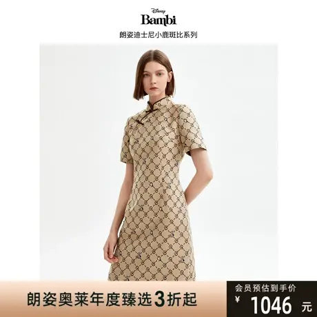 【迪士尼小鹿斑比系列】朗姿气质2023年新中式旗袍连衣裙夏季新款图片