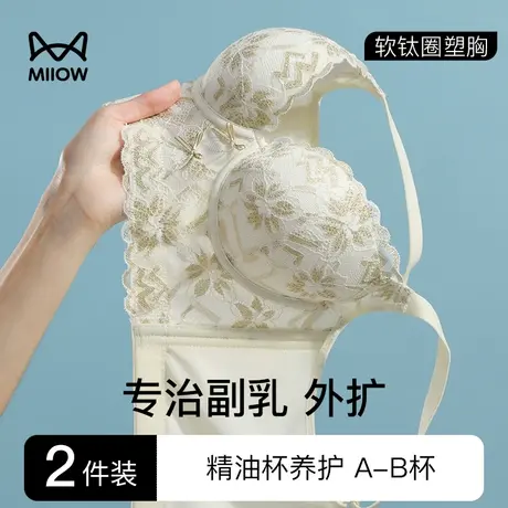 调整型内衣女小胸聚拢上托收副乳防下垂显大无痕性感蕾丝夏季胸罩商品大图