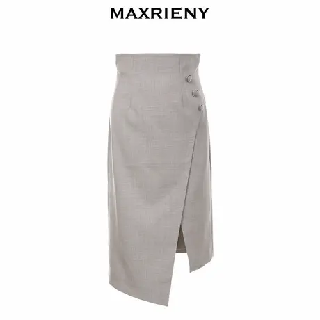 【奥莱】MAXRIENY通勤风半身裙夏季高腰包臀裙西装长裙侧开叉裙图片