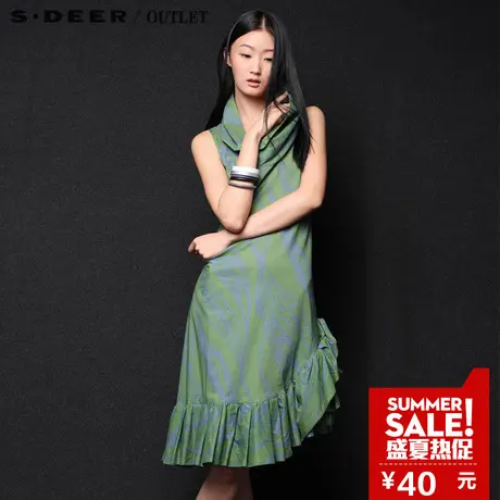 【上新】sdeer圣迪奥专柜正品女夏皱褶高领印花连衣裙S12281233图片