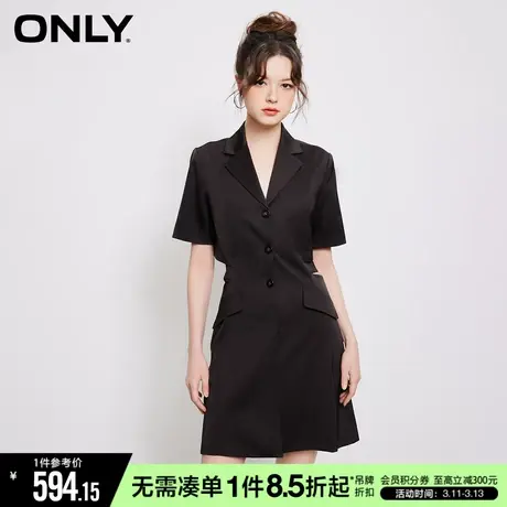 ONLY冬季气质性感镂空收腰黑色西装连衣裙女|123107054图片