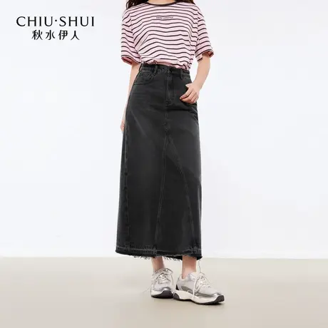 【添添kindiy】秋水伊人简约拉毛做旧鱼尾半身裙女通勤休闲风裙子图片