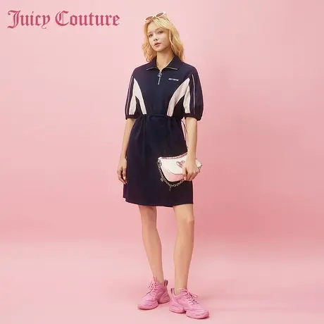Juicy Couture橘滋2024早春日穿搭新款女装刺绣撞色拼接连衣裙图片