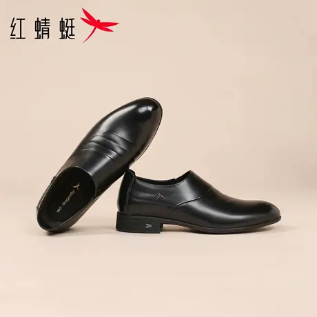 红蜻蜓男鞋尖头鞋子男士休闲皮鞋男款真皮牛皮商务正装新郎结婚鞋图片