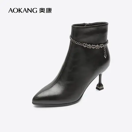 【门店发货】奥康女鞋 冬季气质时装靴尖头细高跟气质百搭女士靴图片
