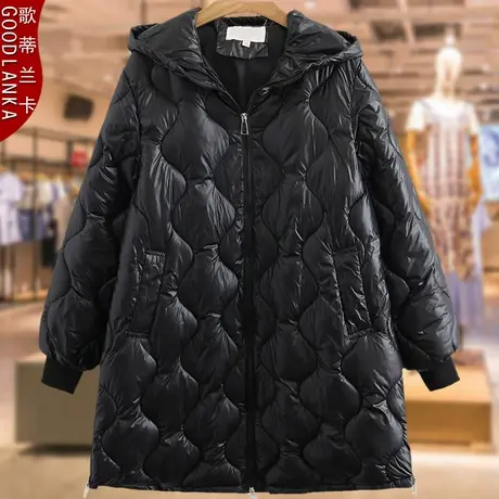加肥加大码女中长款棉衣40-50岁中年妈妈冬季外套时尚黑色A型棉服图片