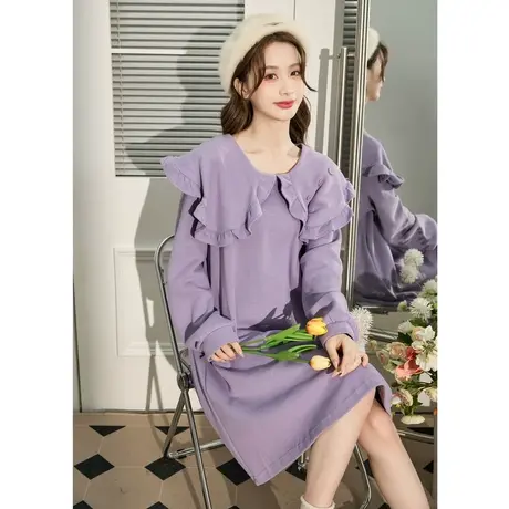 唐狮娃娃领卫衣连衣裙女长袖裙子秋装2023新款女装初秋卫衣裙12.6图片