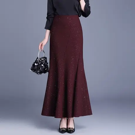 设计感针织亮片鱼尾包臀半身裙女长裙2025春季新款礼服裙一步裙子图片