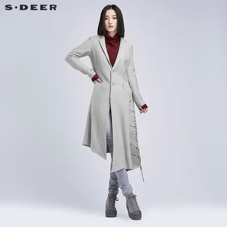 【清仓】sdeer圣迪奥自由灵动线迹绣花翻领大衣S16381837图片