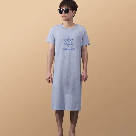 为男人设计的睡裙男长款男士短袖棉质夏宽松图片