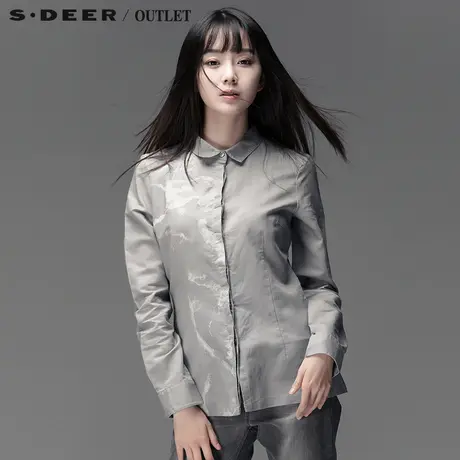 s.deer圣迪奥专柜正品设计感印花直摆女式衬衫S13480579图片