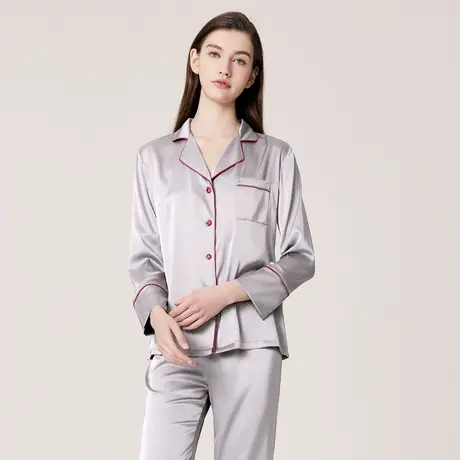 睡衣女春秋季仿真丝绸性感开衫家居服薄款女夏高级感冰丝套装图片