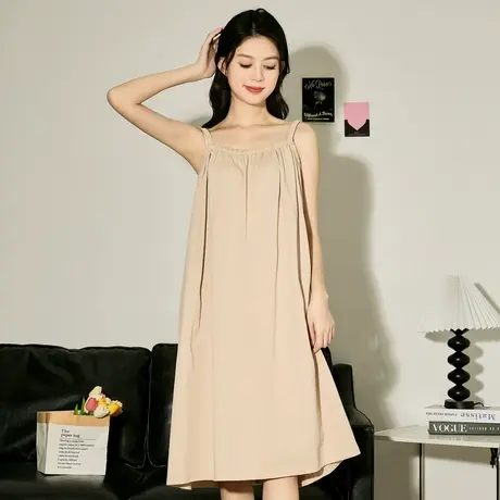 新款唐狮吊带睡裙女春夏连衣裙夏天甜美纯欲宽松家居服可外穿图片