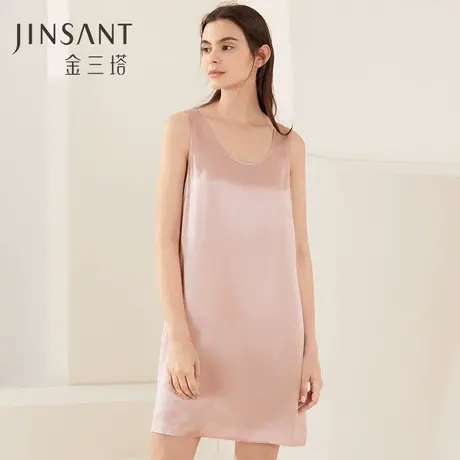 金三塔100%桑蚕丝舒适搭配真丝基础款背心裙打底基础睡裙女可外穿图片