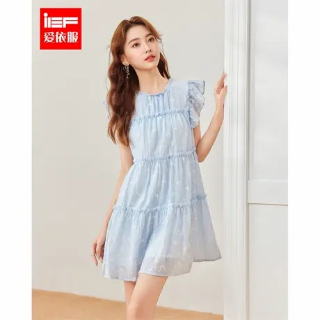 IEF/爱依服裙子2025夏季新款韩版甜美减龄少女风飞飞袖设计背心裙图片