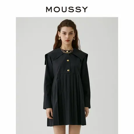 MOUSSY 甜美可爱海军领百褶高腰长袖纯色衬衫连衣裙028GA930-5800图片