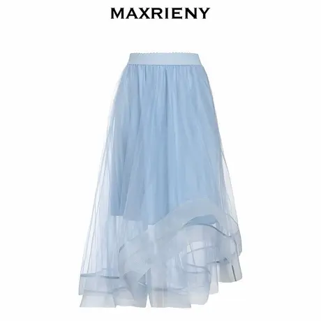 【奥莱】MAXRIENY不对称网纱裙女夏季高腰半身裙洋气短裙图片