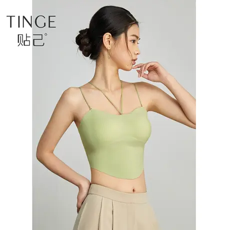 TINGE肚兜型美胸吊带背心女夏内搭免穿文胸一体式带胸垫打底美背图片
