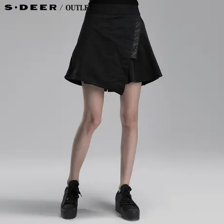 【上新】sdeer圣迪奥专柜正品女装春装黑色伞状拼接短裙4181360图片