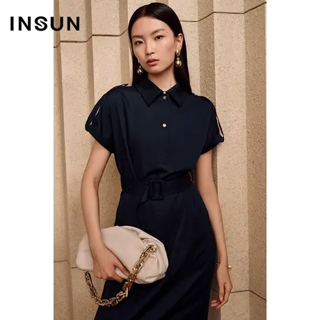 INSUN恩裳线上专选夏季牛仔衬衫式H型连衣裙图片