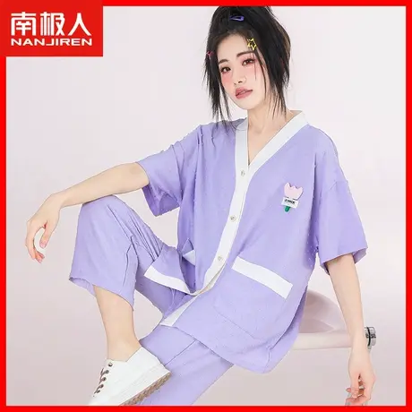 睡衣女秋天薄款短袖长裤网红风少女家居服可出门休闲2023年新款QS商品大图