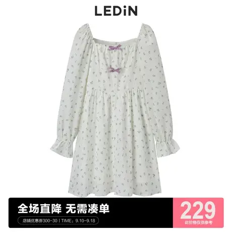 乐町纯欲浪漫碎花连衣裙早秋女收腰初恋裙C5FAC3C04图片