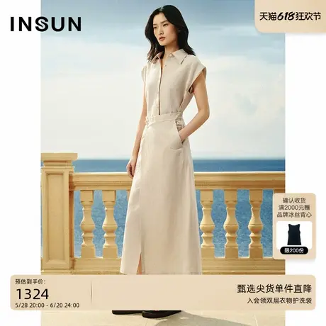 INSUN恩裳夏装时尚解构感衬衫亚麻连衣裙图片