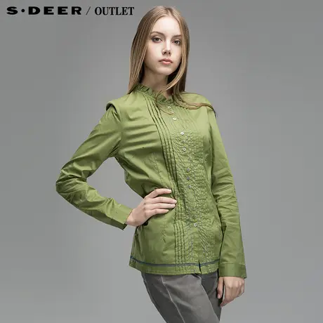 sdeer圣迪奥2014新款女秋装花边立领长袖衬衫衬衣0380598商品大图