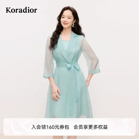 珂莱蒂尔2025年新款夏季优雅V领收腰连衣裙女时尚气质百搭裙子图片