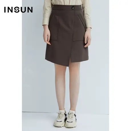 INSUN恩裳春季不对称美拉德半身裙图片
