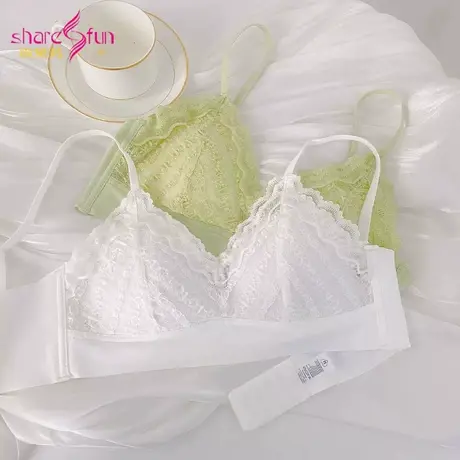霞黛芳法式三角杯内衣女小胸超薄款显胸小性感蕾丝纯欲风文胸罩图片