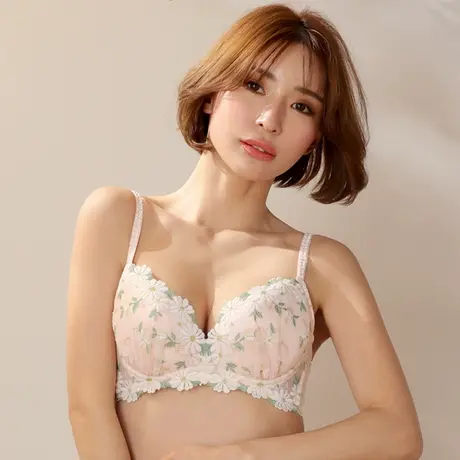 爱美菲露胸罩有钢圈性感内衣侧收调整型蕾丝文胸女小胸聚拢防下垂图片