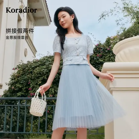 【玫瑰裙】珂莱蒂尔2025年夏新款气质蕾丝拼接纱裙女优雅连衣裙女图片