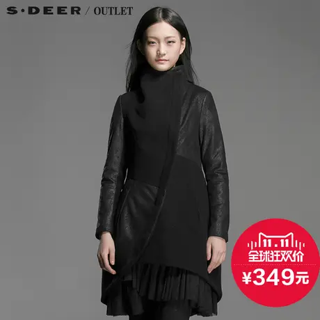 s.deer【新品】圣迪奥专柜正品女装网纱拼接花苞摆大衣S14481849图片